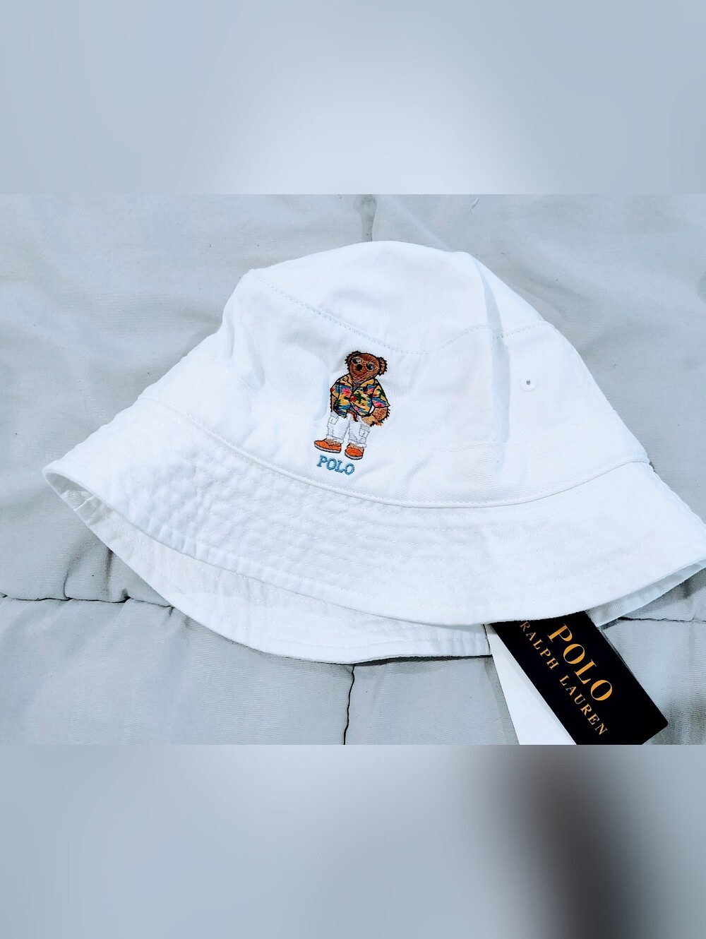 Polo Ralph Lauren White Polo Bear Bucket Hat NWT S/M